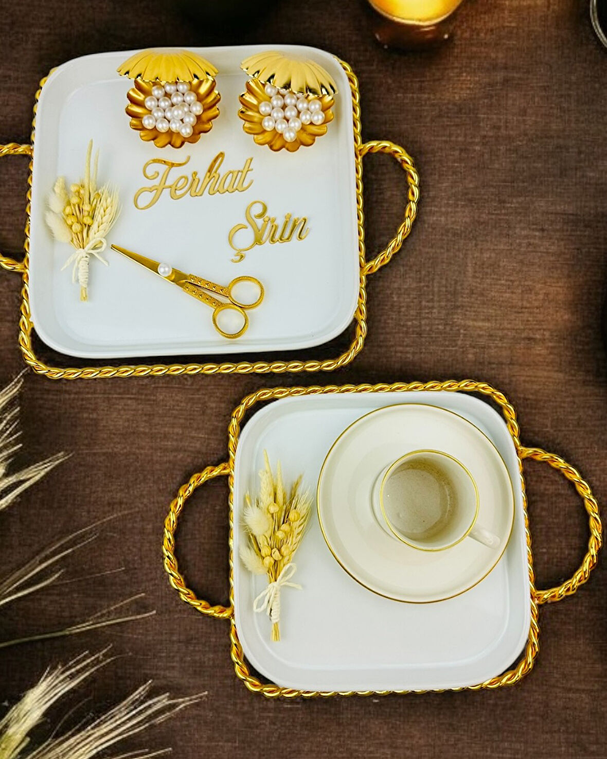 Forever Gold Söz Tepsisi ve Nişan Tepsisi