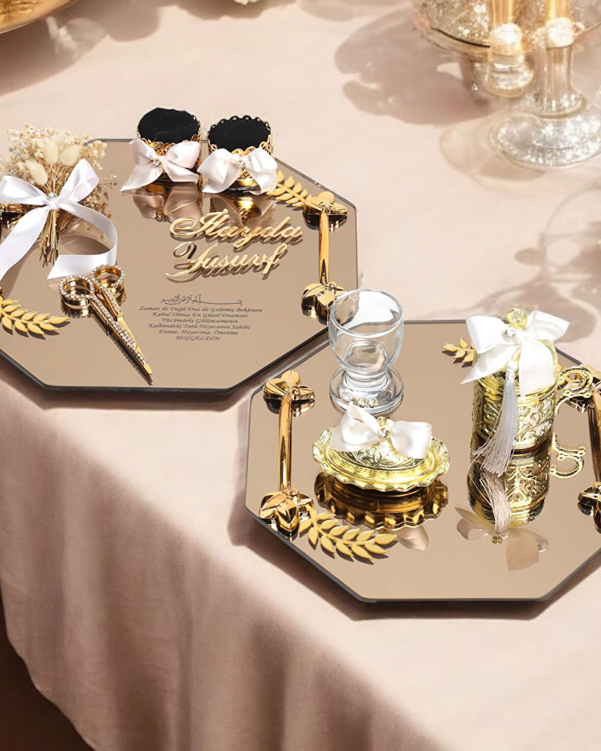Affinity Sekizgen Gold Söz Nişan Tepsisi