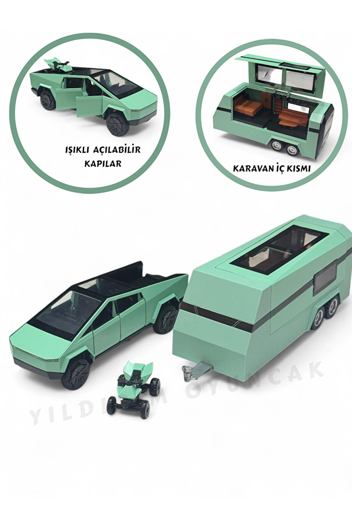 Sesli Işıklı Çek Bırak Model Karavan Açılabilir Kapılar Full Fonksiyon Metal Kasa 35 cm Karavan