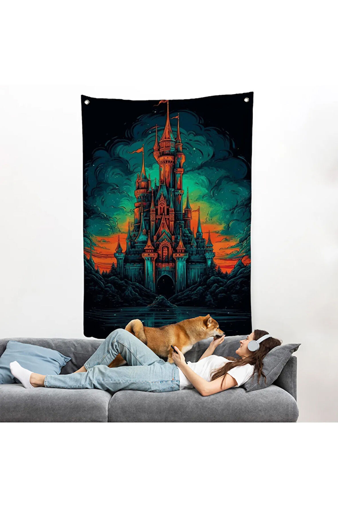 Avrupada Ortaçağ Kalesi Duvar Örtüsü-7728