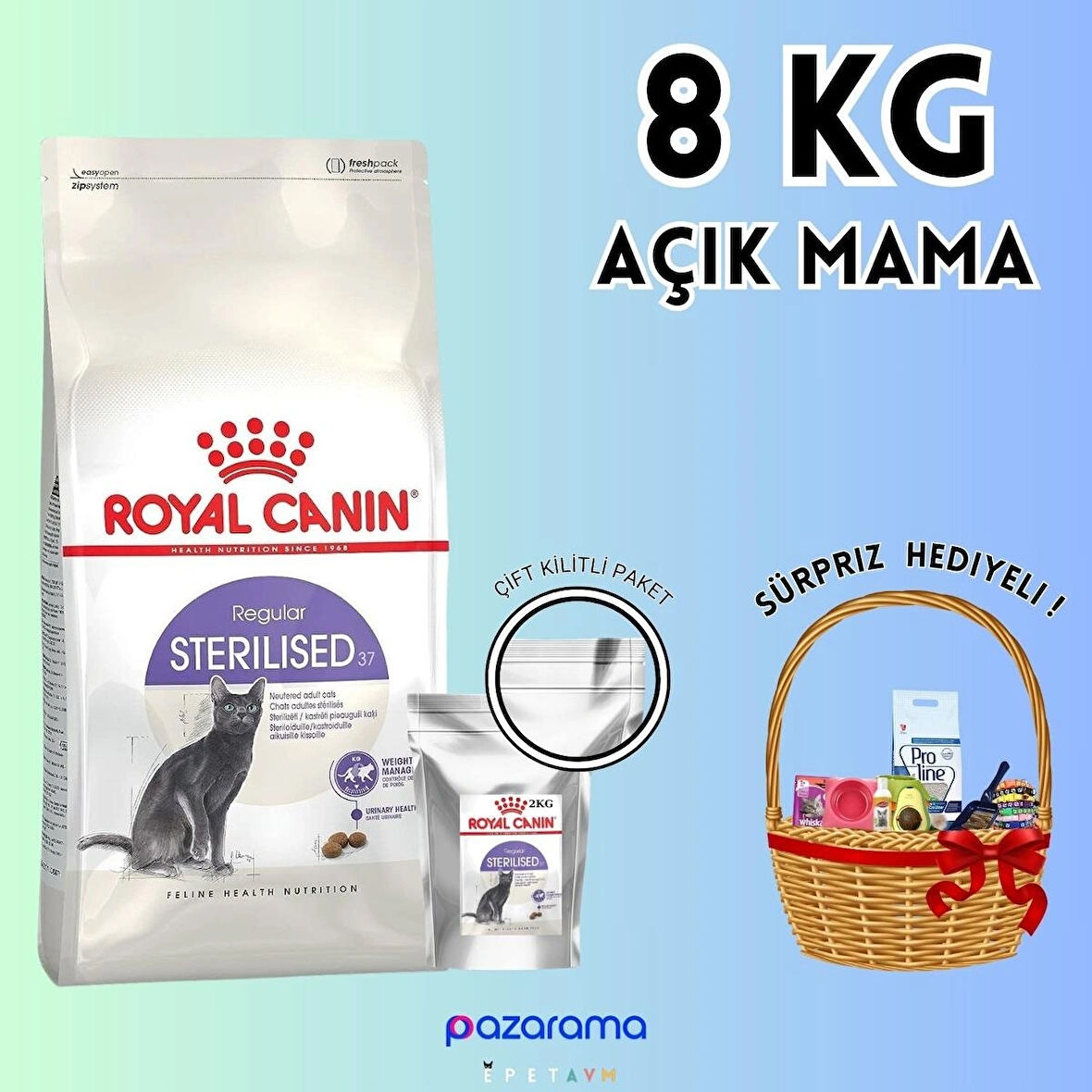 Royal canin sterilised 37 kısırlaştırılmış kedi maması 8 kg Açık mama - HEDİYELİ PAKET