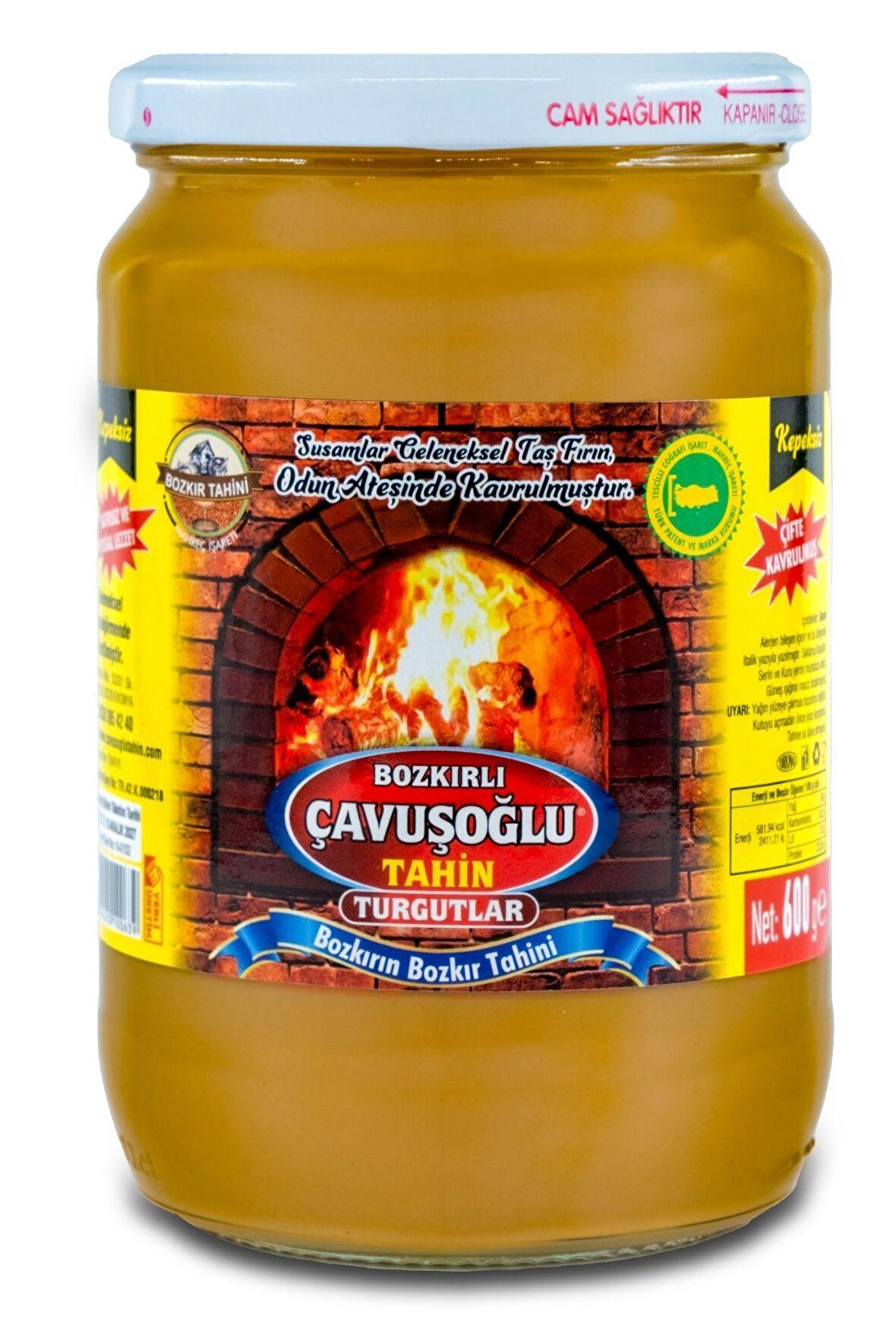 Odun Ateşinde Çifte Kavrulmuş Kepeksiz Bozkır Tahini 600g Cam Kavanoz