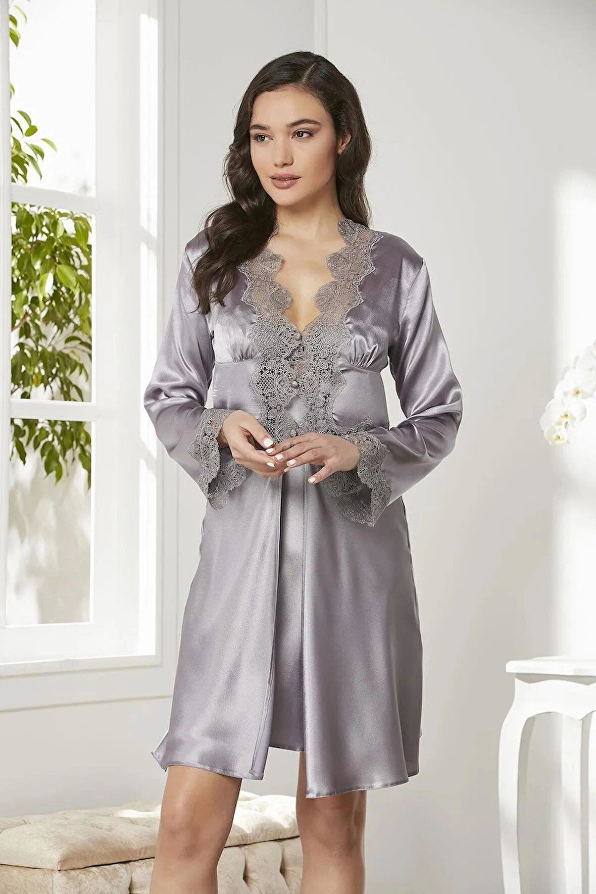 Pierre Cardin 6'lı Midi Gecelik Sabahlık Set 6335 Royal