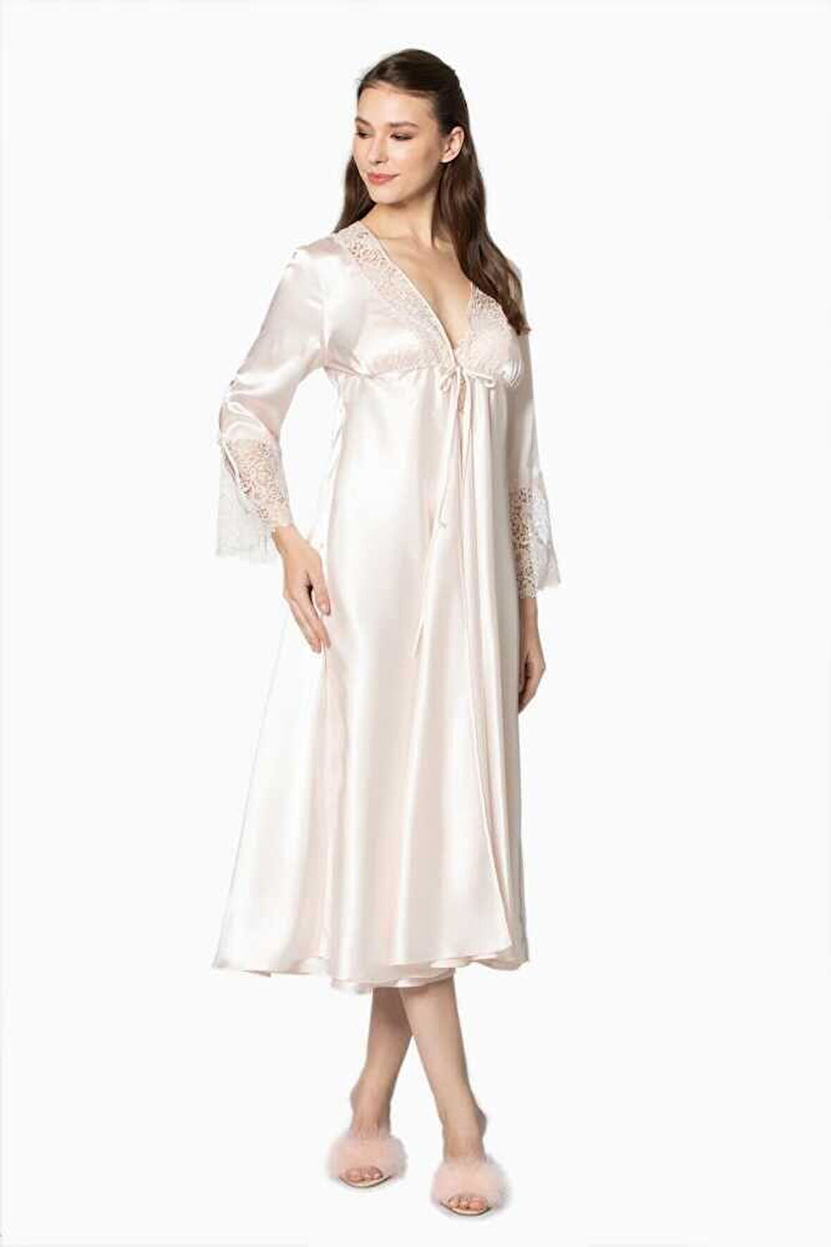 Pierre Cardin İnci 6'lı Full Güpür Gecelik Sabahlık TK 6620