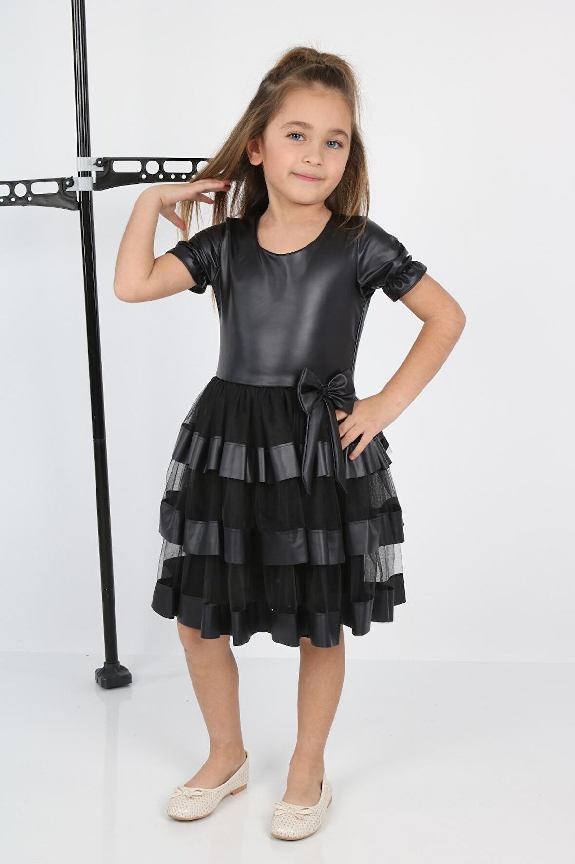 ÇocukYoluKids Tüllü Leather Kız Çocuk Abiye A1111111111004