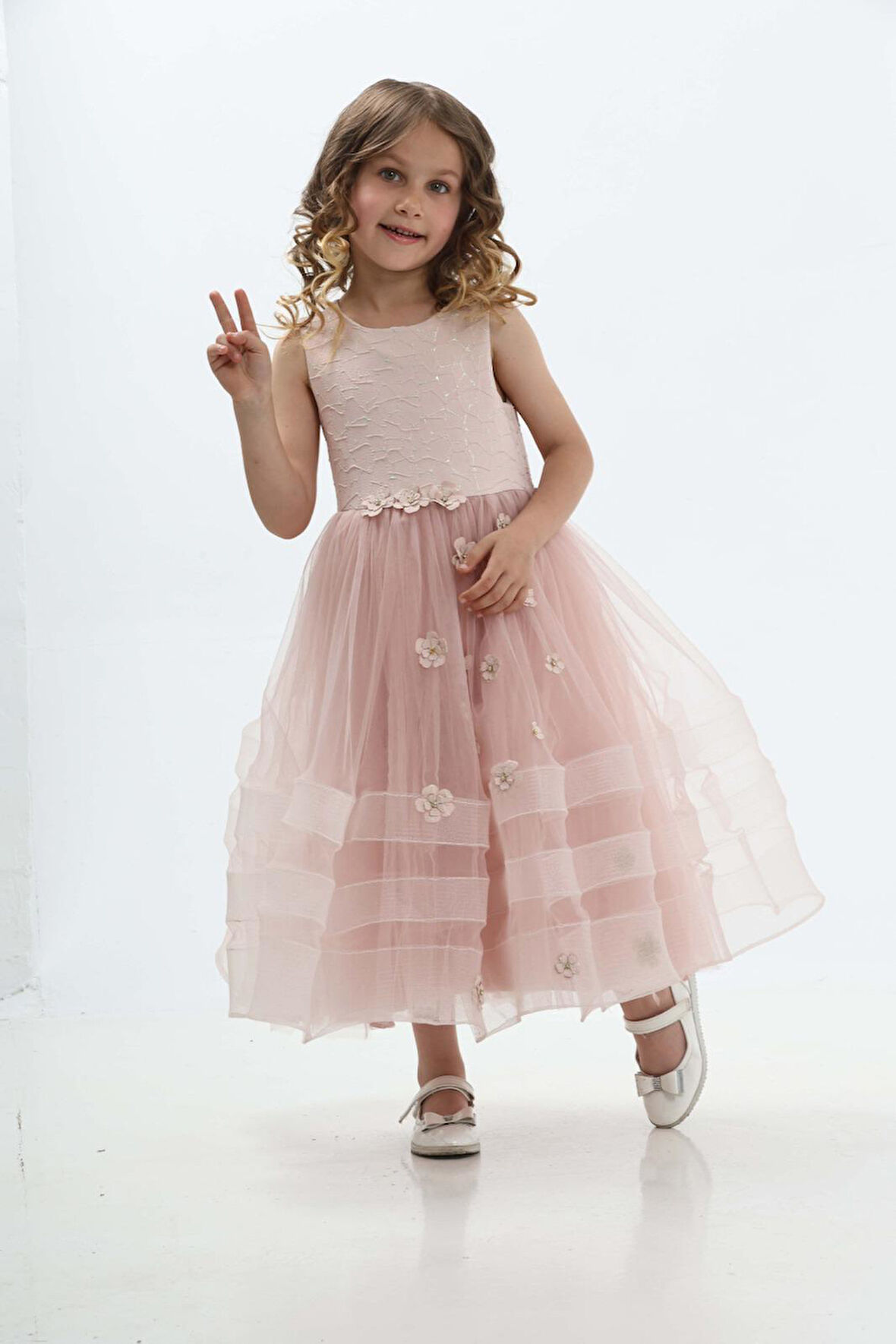 Prenses Pembe Kız Çocuk Abiye Elbise