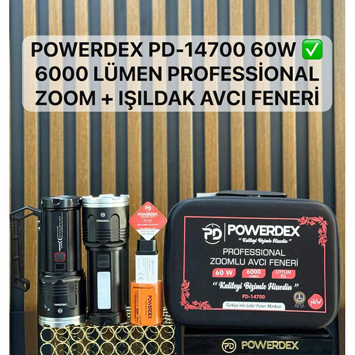 powerdex Pd-14700 60w 60000 Lümen Profesyonel Zoom+Işılkad Avcı El Feneri Güçlü Uzun menzilli