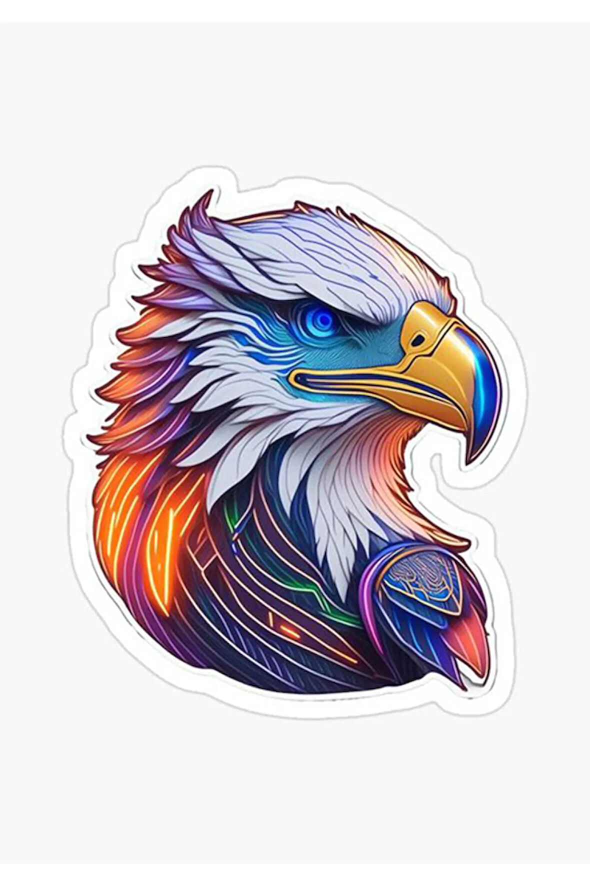 Renkli Kartal Sticker Araba, Motorsiklet, AraçEtiket Cam Sticker 19CM