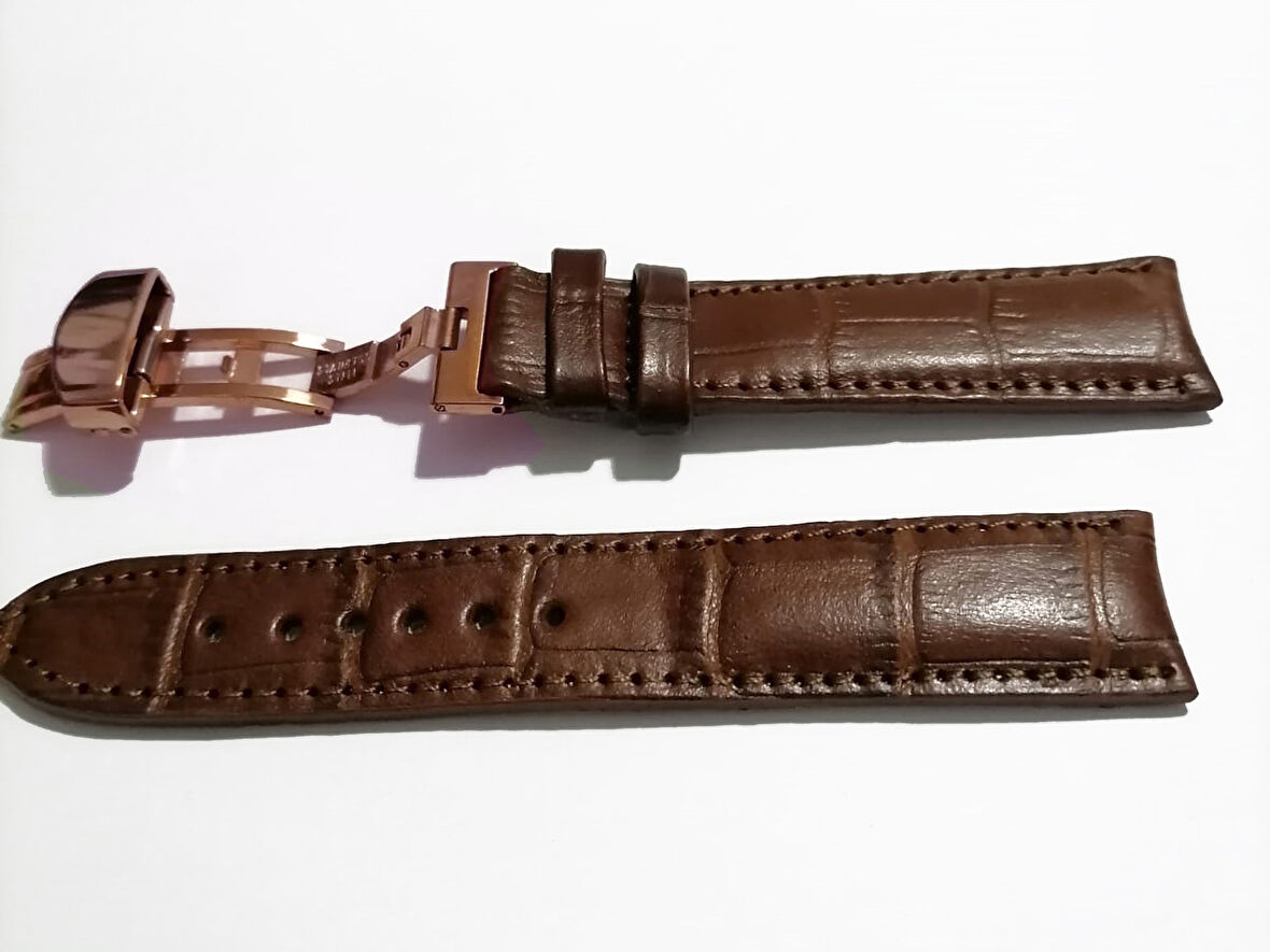 Fado &Hertür Saate &Uygun  Kelebek  Toka 22 MM  kahve kordon   (183 ) rose  toka