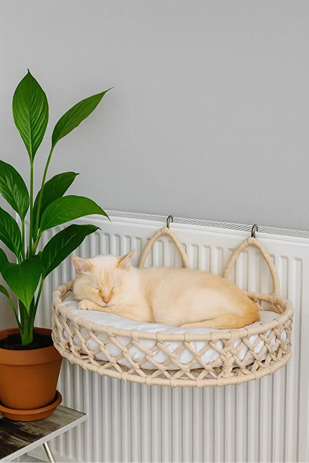 Reyo Tasaryum Kedi Köpek Kalorifer Yatağı, Hamak, Kedi Yatağı Krem