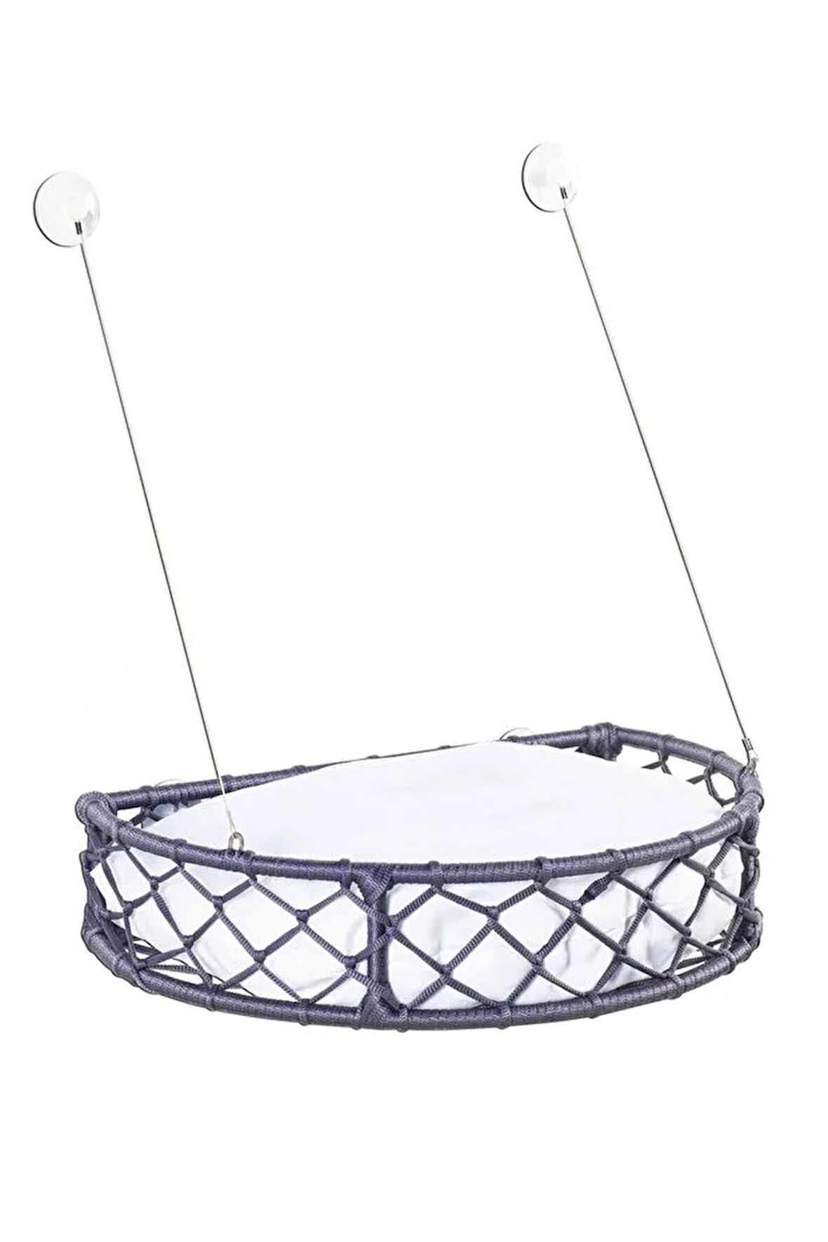 Reyo Tasaryum Kedi ve Köpek Vantuzlu Cam Yatağı, Kedi Hamağı, Kedi Yatağı Puf Minderli Antrasit