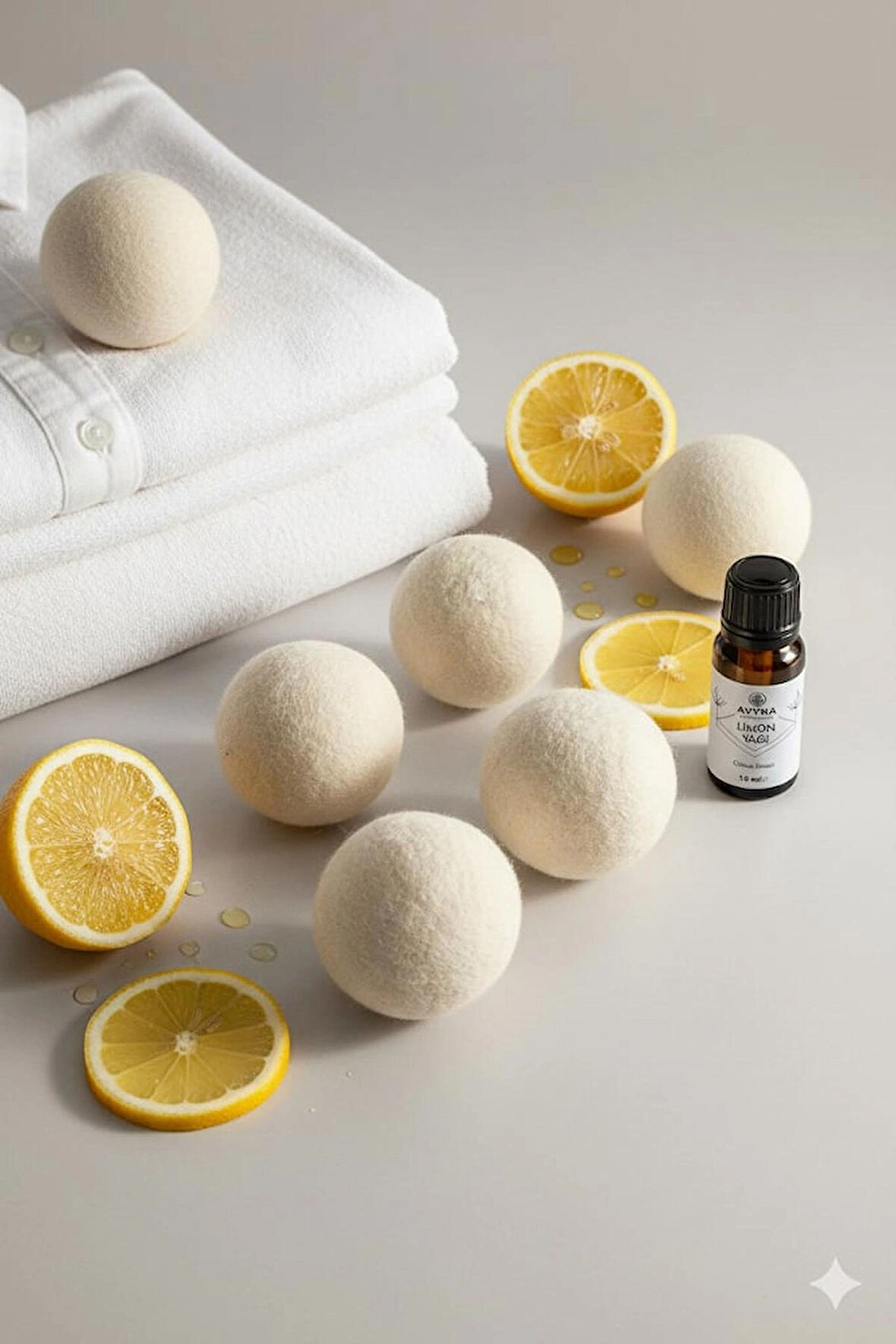 Reyo 6 Adet Yün Çamaşır Kurutma Topu + %100 Saf Limon Esansı
