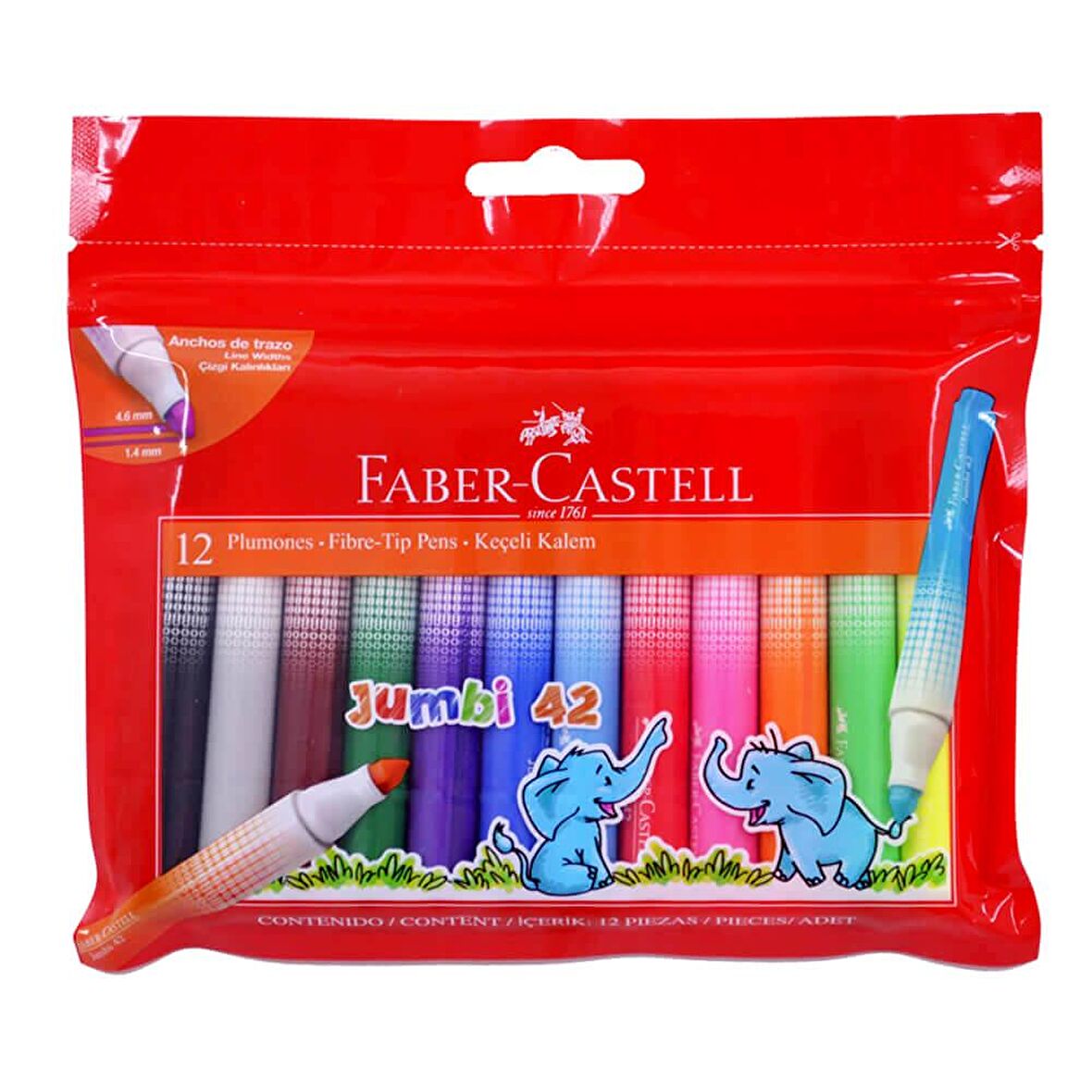 Faber-Castell Jumbi-Neon Floresan Markör 12'li Poşet (5068031242)