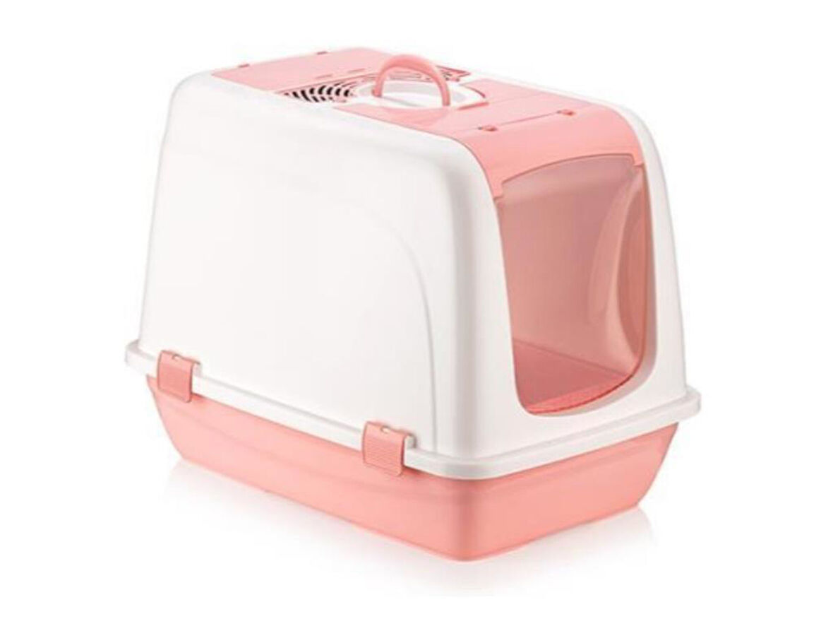 Omnipazar SY-5092 Büyük Kapaklı Evcil Hayvan Kedi Tuvaleti  Pembe