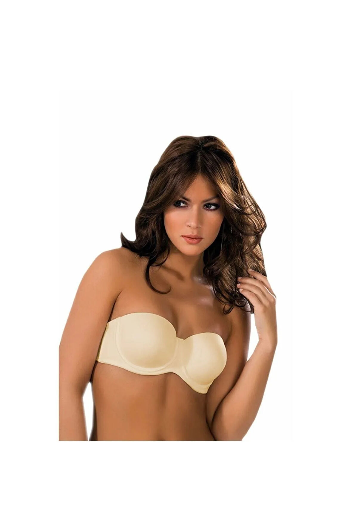 Kadın Ekru Desteksiz Bonnie Straplez Sütyen