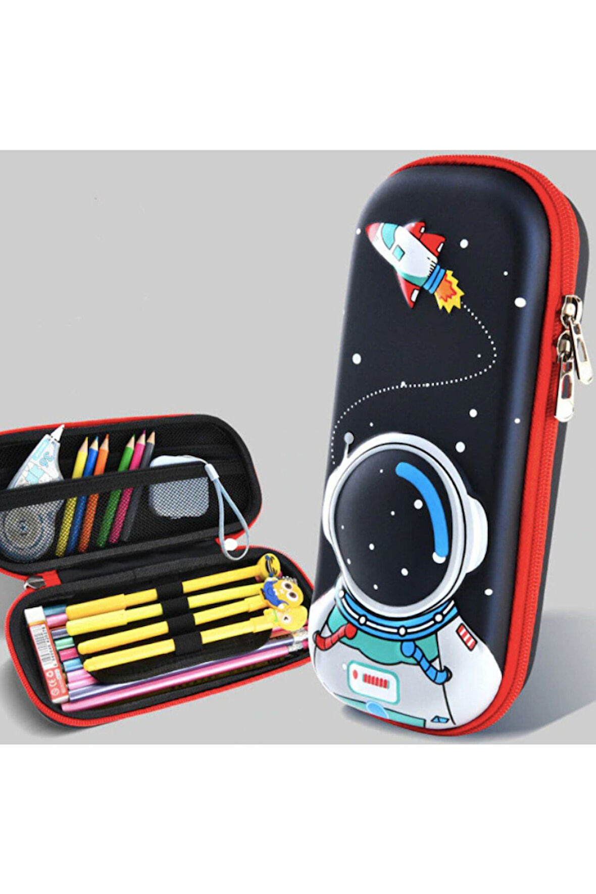 Petityu Astranot 3d Spaceship Kırmızı Fermuar Kalem Kutusu