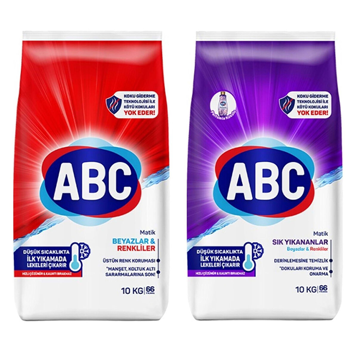 ABC Matik 10 kg Beyazlar & Renkliler ve Sık Yıkananlar 2 li Paket