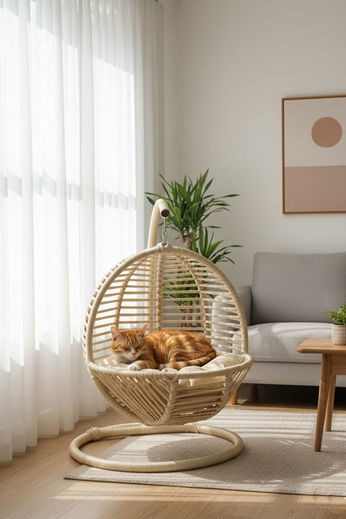 Reyo Pet Lüxperi Kedi Salıncağı & Kedi Yatağı & Kafesi 38x45x65 cm Krem