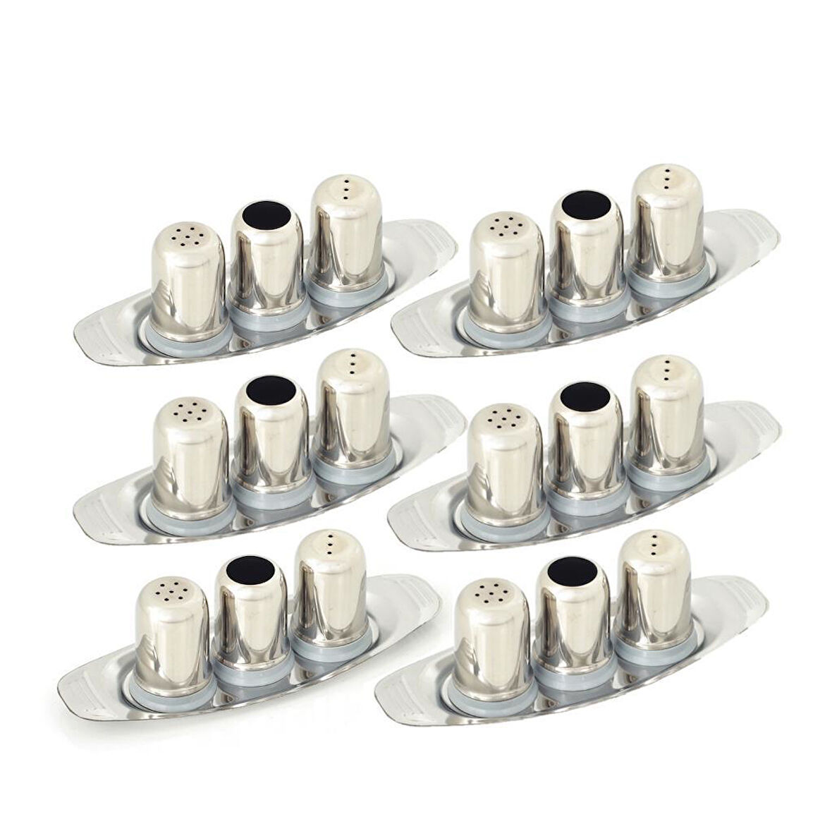 Omnisoft Küçük Boy Gondol Tuzluk Takımı Paslanmaz Çelik 6 Adet