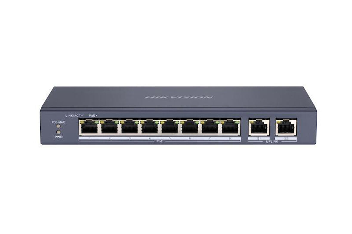 Hikvision DS-3E310P-E/M(B) 8 Port PoE (80W) 10/100Mbps + 2GE Uplink Switch