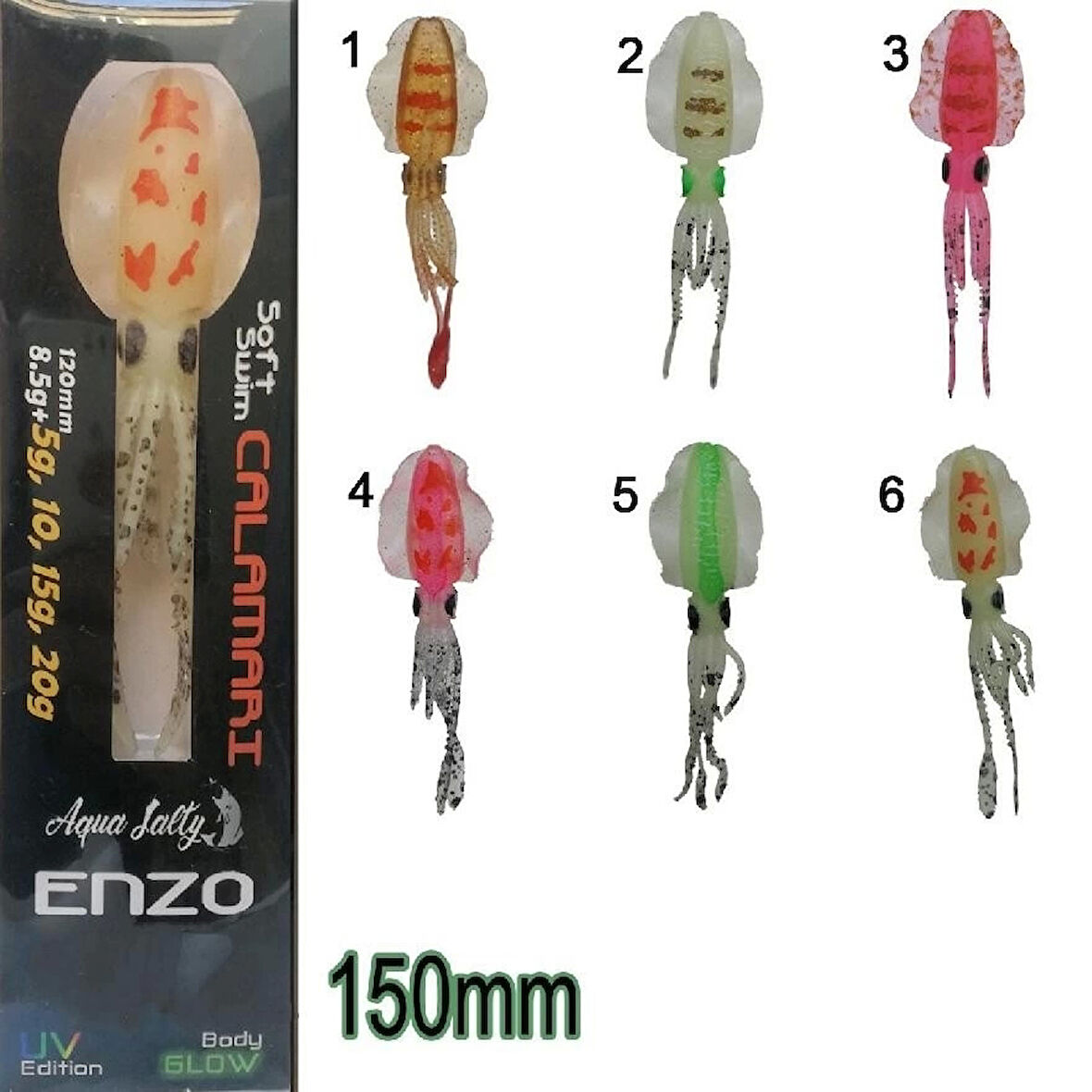 Aquasalty Enzo Calamari 2 jig İğneli Silikon Ahtapot 150mm 40gr Renk:1