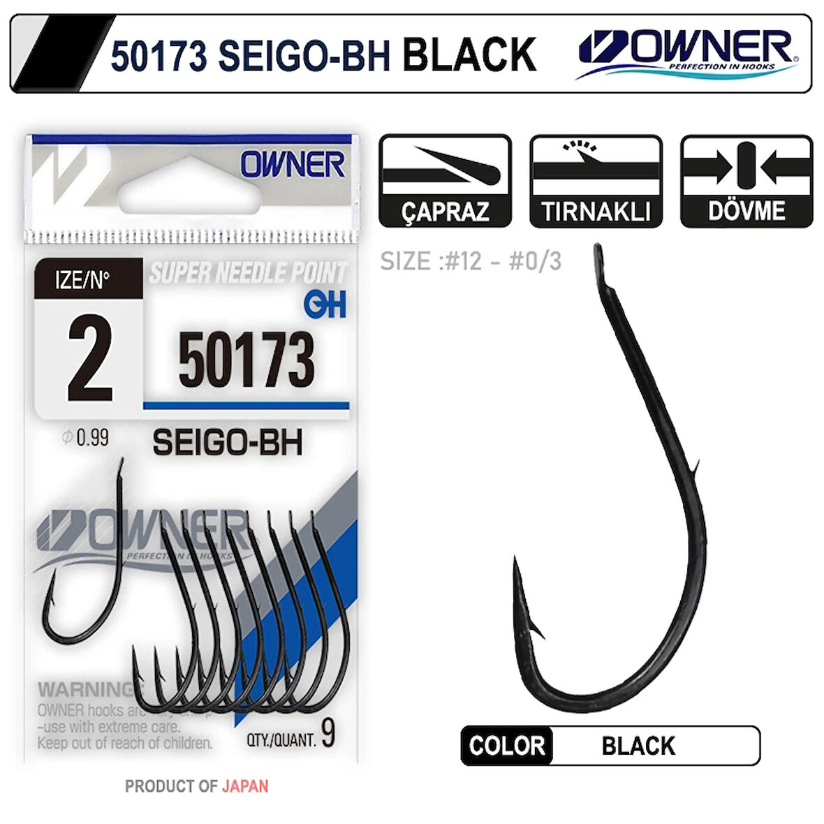Siyah Tırnaklı Çapraz Olta İğnesi Owner50173 Seigo No:1/0