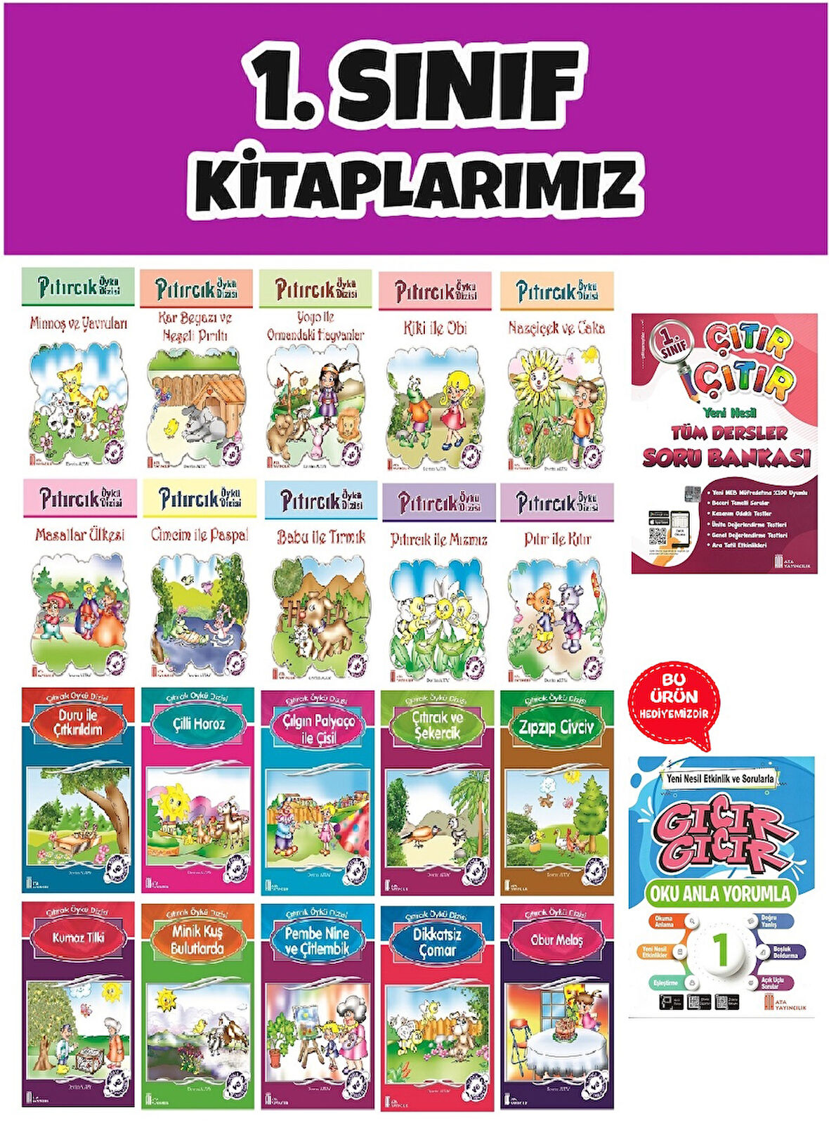 Ata 1.Sınıf 2.Dönem Yeni Nesil Sorularla Çıtır Çıtır Soru Bankası + 20 li Okuma Hikaye Seti
