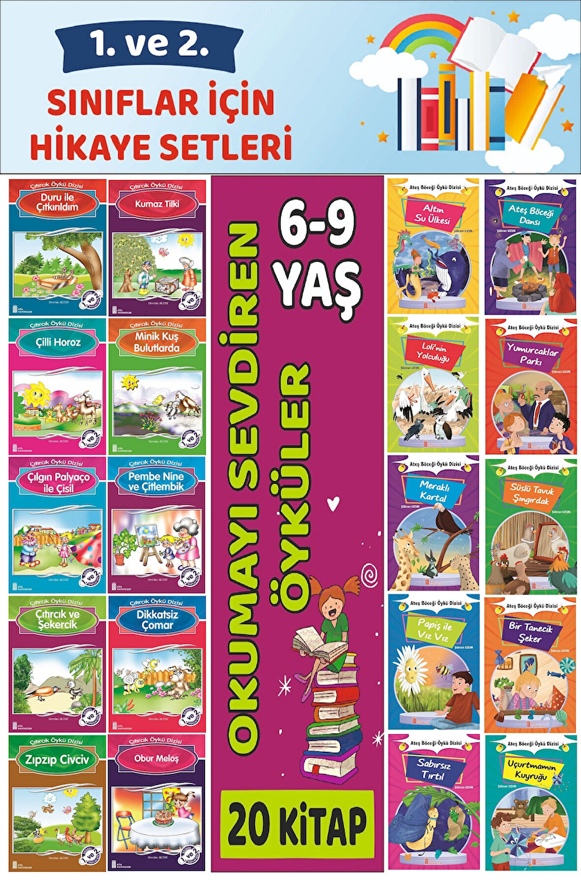1.ve 2.Sınıflar İçin Okuma Alışkanlığı Kazandıran Mükemmel 20 li Hikaye Seti 2