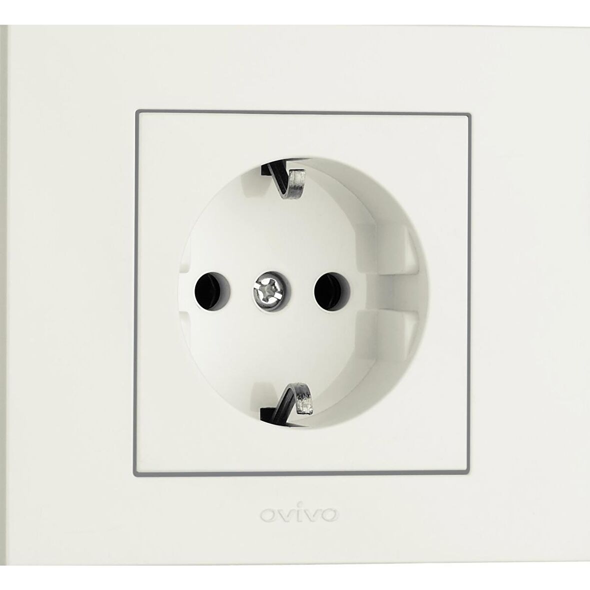 Ovivo Grano Beyaz Natural Topraklı Priz ( 4 Adet )+Çerçeve Dahil
