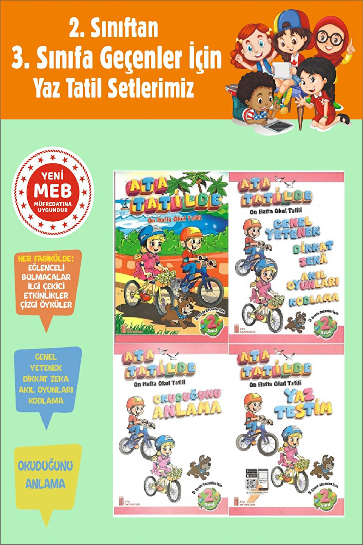 2.Sınıftan 3.Sınıfa Geçenler İçin Ata Tatilde Seti (4 Kitap)