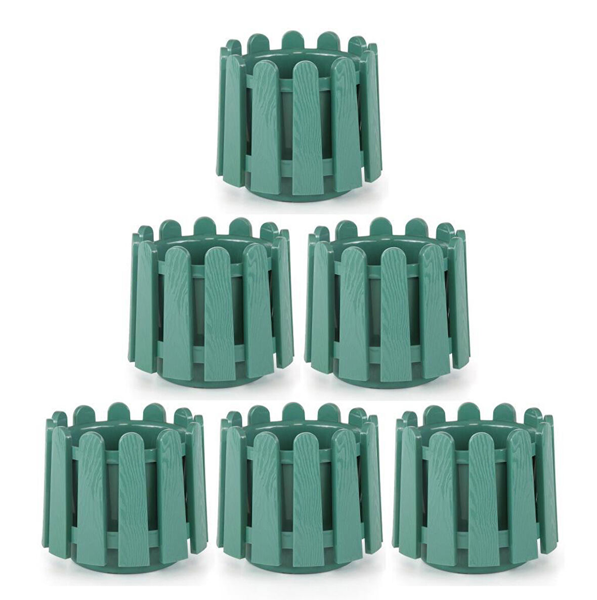 Omnipazar SO-İS04 İstanbul Dekoratif Yuvarlak Saksı 14,1 lt Yeşil 6 Adet