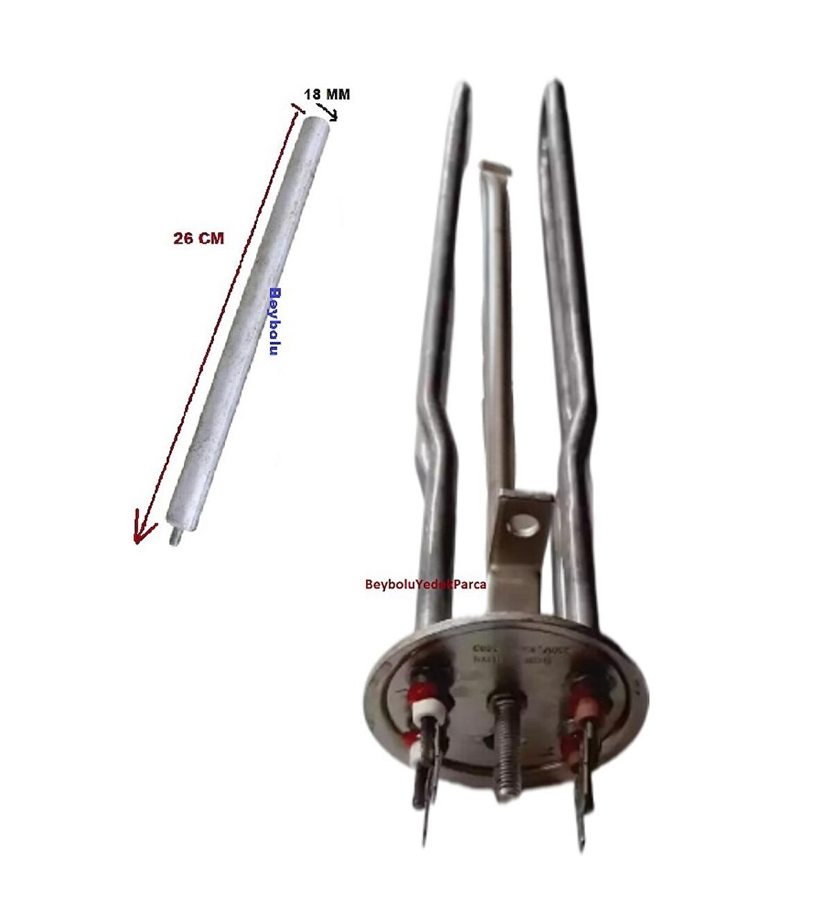 Beko 500E  Rezistans ve Anot Çubuk Dahil Termosifon Rezistansı 500 E