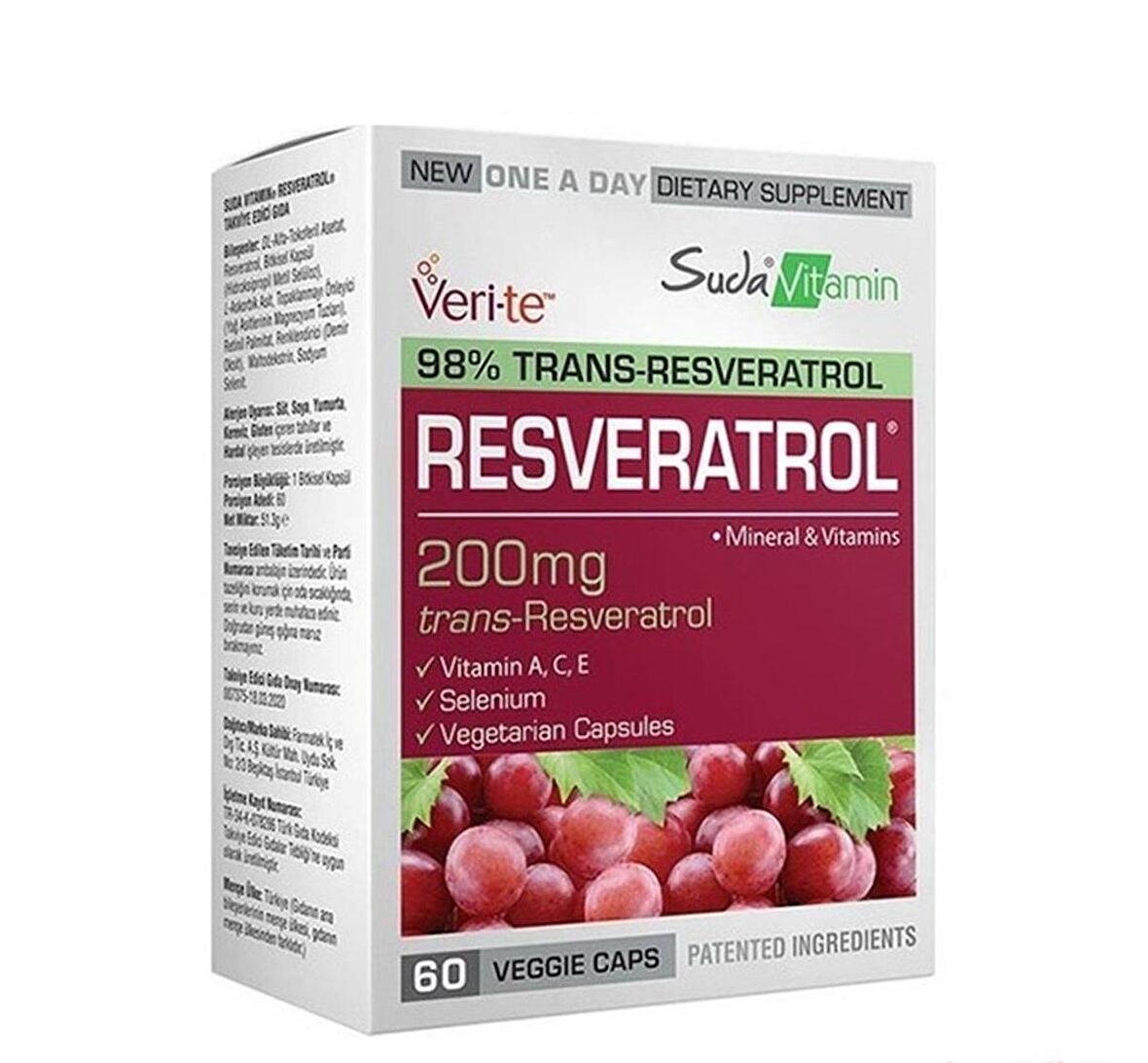 Suda Vitamin Resveratrol 60 Bitkisel Kapsül (svm101)
