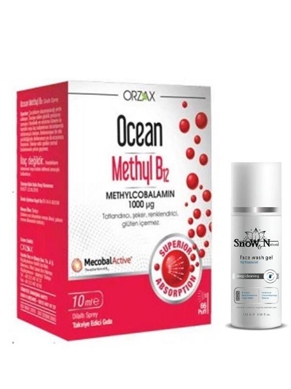 Orzax Methyl B12 Dilaltı Spreyi 10 ml + Yüz Yıkama Jeli 100ml Hediyeli