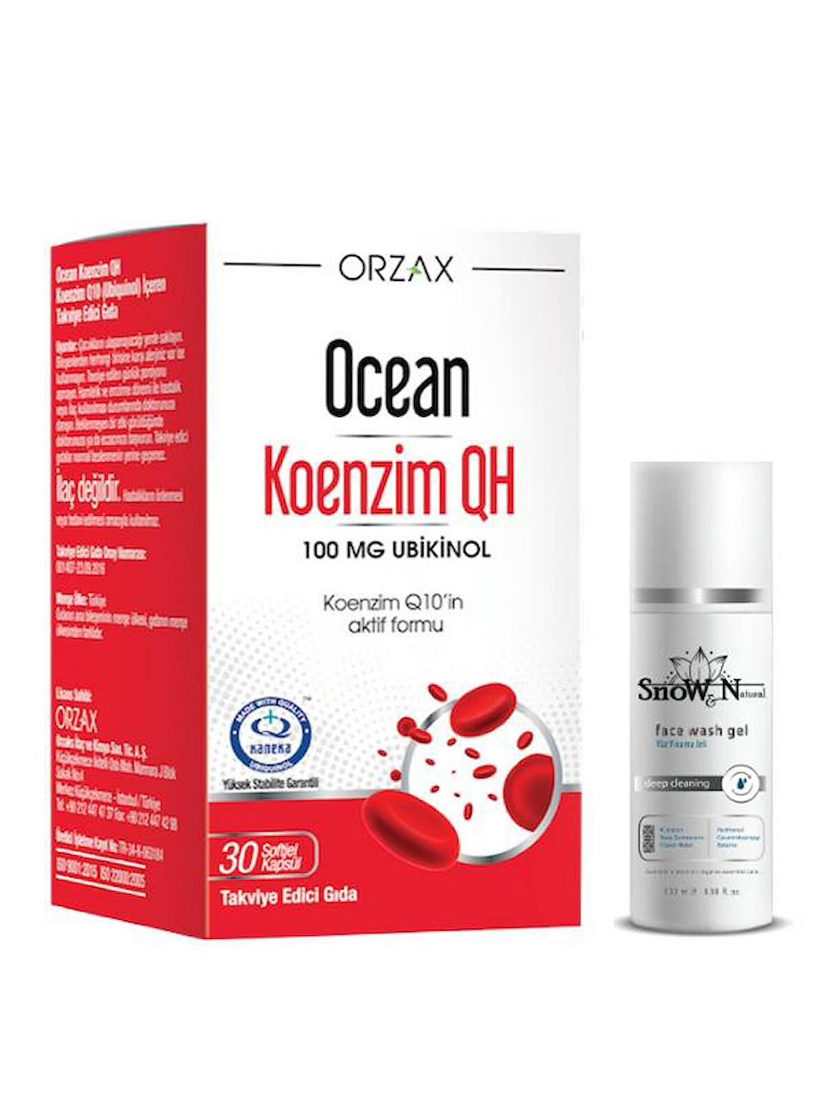 Orzax Koenzim QH 100 mg 30 Kapsül + Yüz Temizleme Jeli 100ml Hediyeli