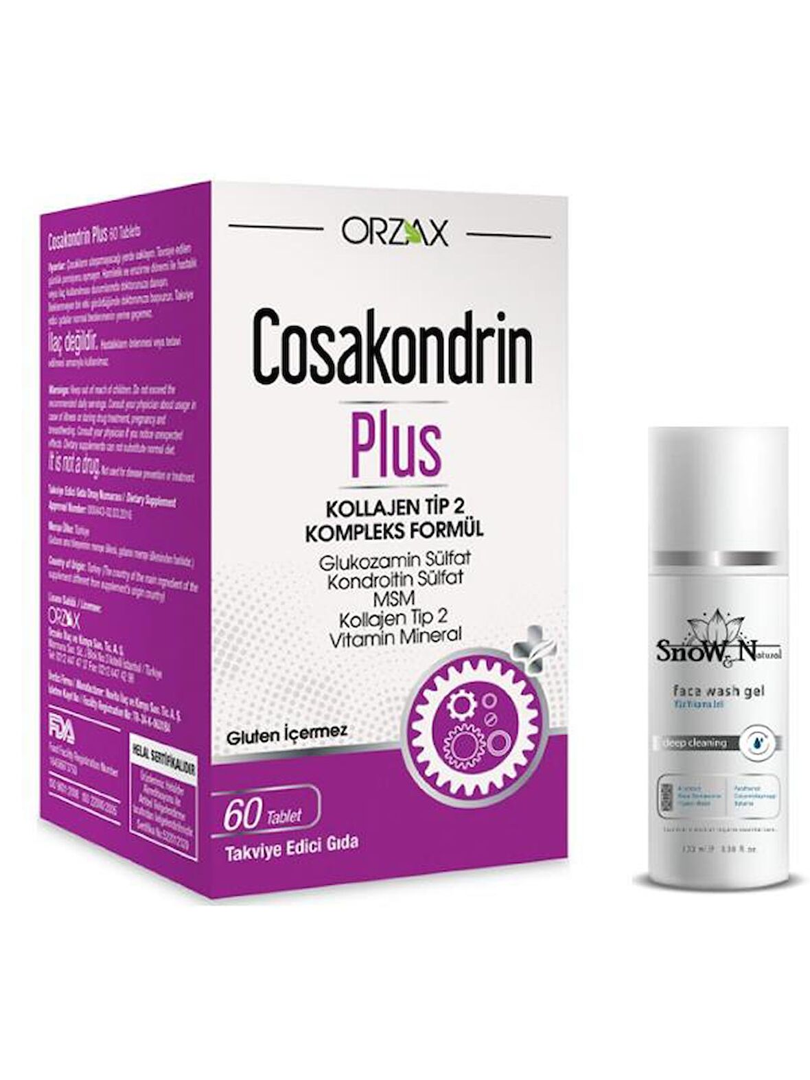 Orzax Cosakondrin Plus 60 Tablet + Yüz Temizleme Jeli 100ml Hediyeli