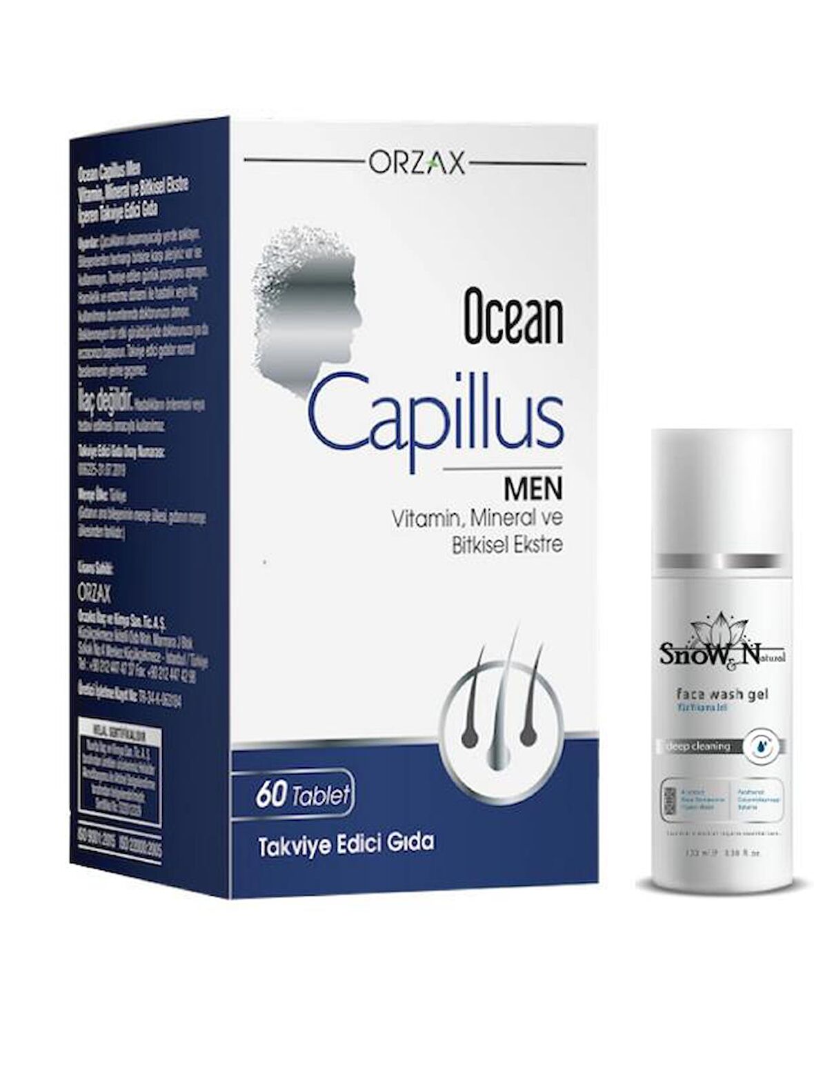 Orzax Capillus Men 60 Tablet + Yüz Temizleme Jeli 100ml Hediyeli