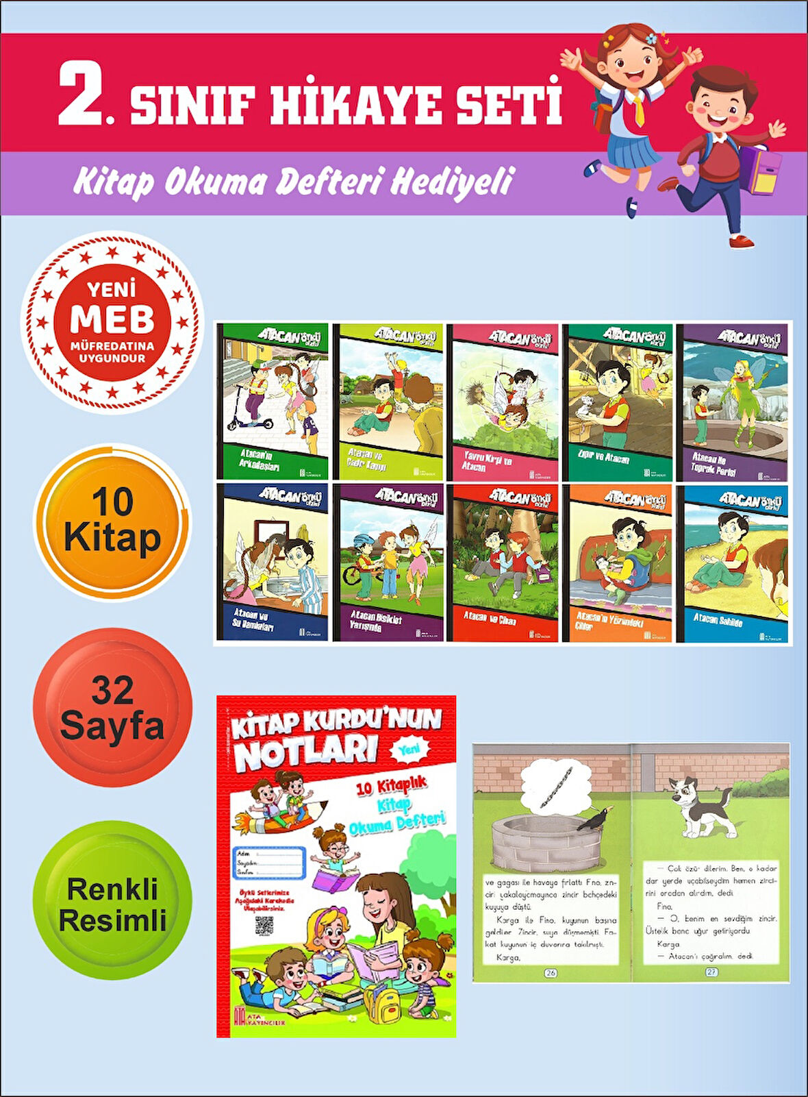 2.Sınıflar İçin Okumayı Sevdiren 10 lu Hikaye Seti 3 (Kitap Okuma Defteri Hediyeli)