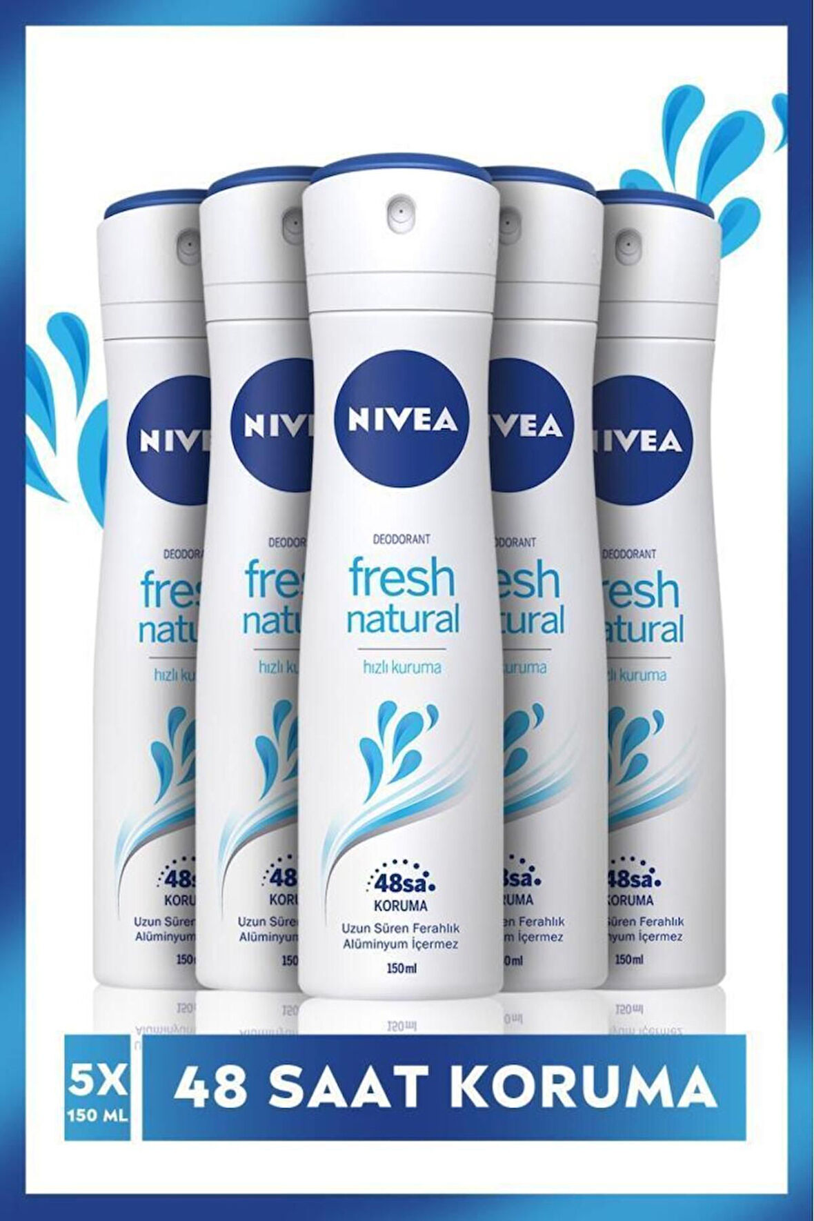 Nivea Fresh Natural Sprey Deodorant 150 ml x 5 Adet
