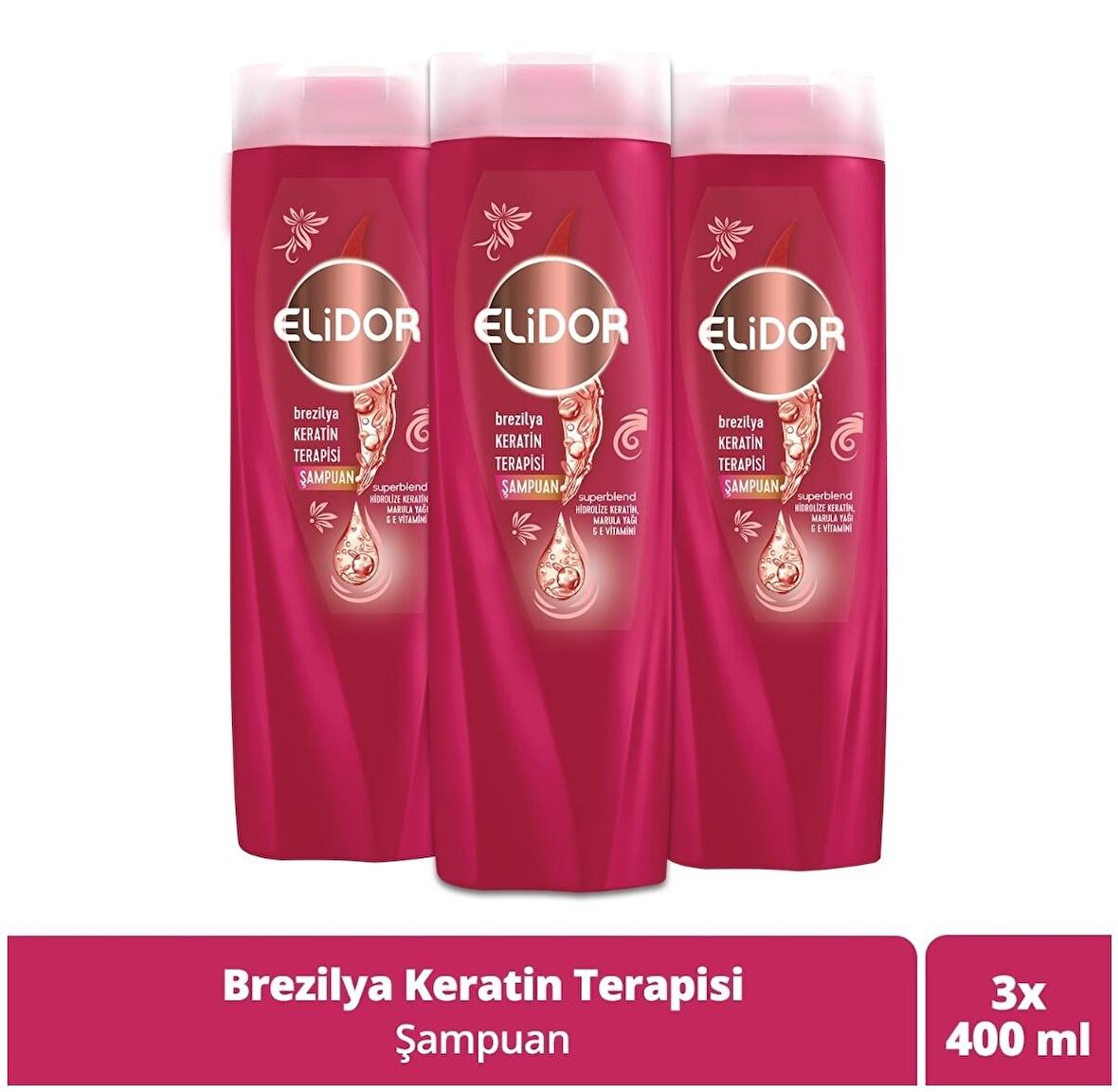 Elidor Brezilya Keratin Saç Şampuanı 400 ml x 3 Adet