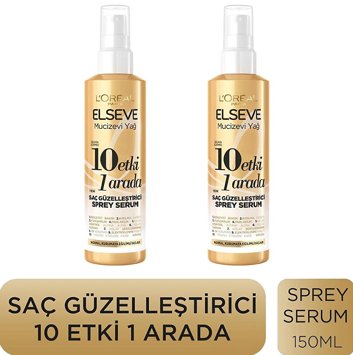 Elseve Saç Güzelleştirici 10 Etki 1 Arada Sprey Serum 150 ml x 2 Adet