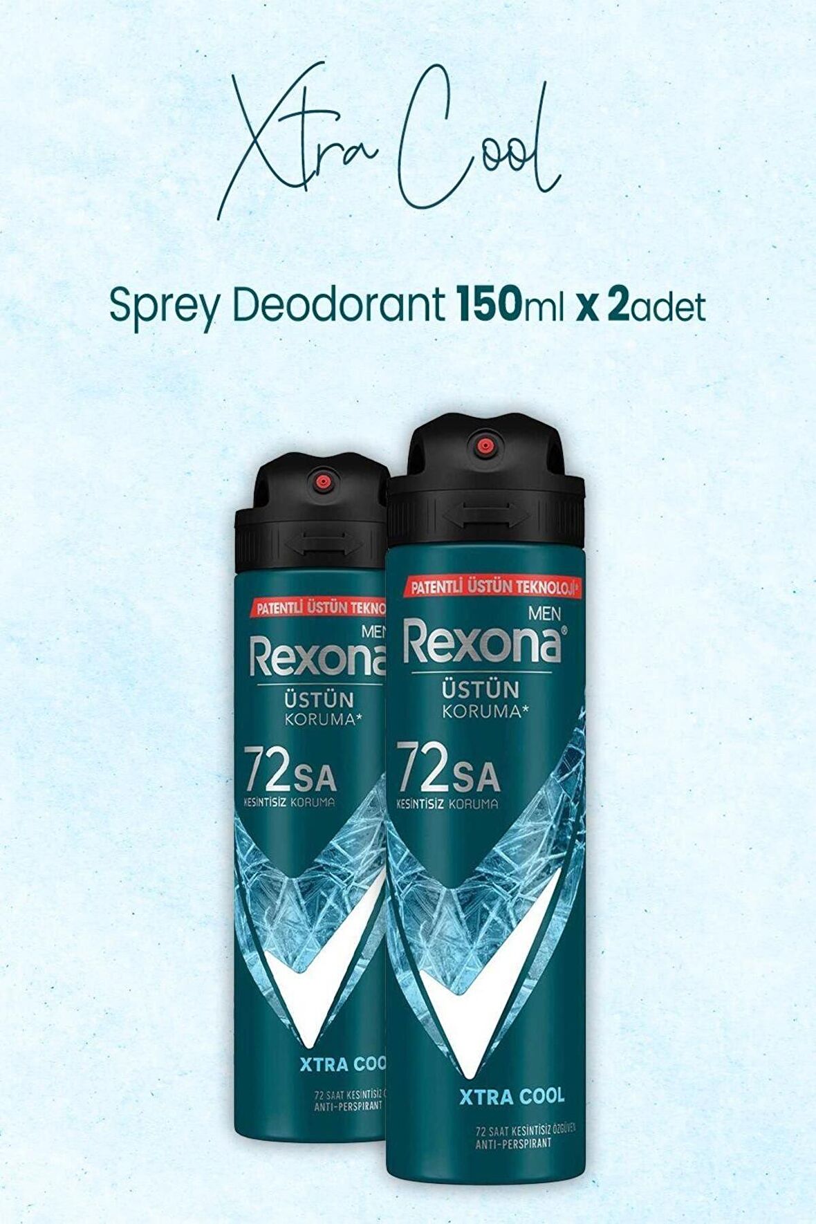 Rexona Men Erkek Sprey Deodorant Xtra Üstün Koruma 150 ml x 2 Adet