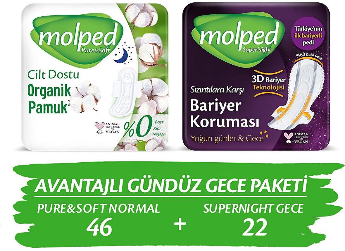 Molped Pure Soft Normal 46 lı Supernıght 22 li Gece&Gündüz Paketi