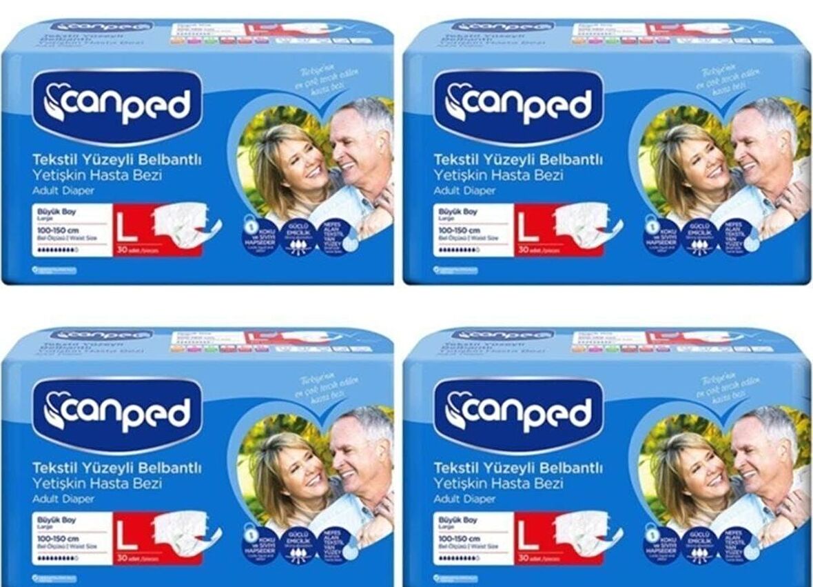 Canped Belbantlı Tekstil Yüzeyli Hasta Bezi Büyük Boy Large 120 li