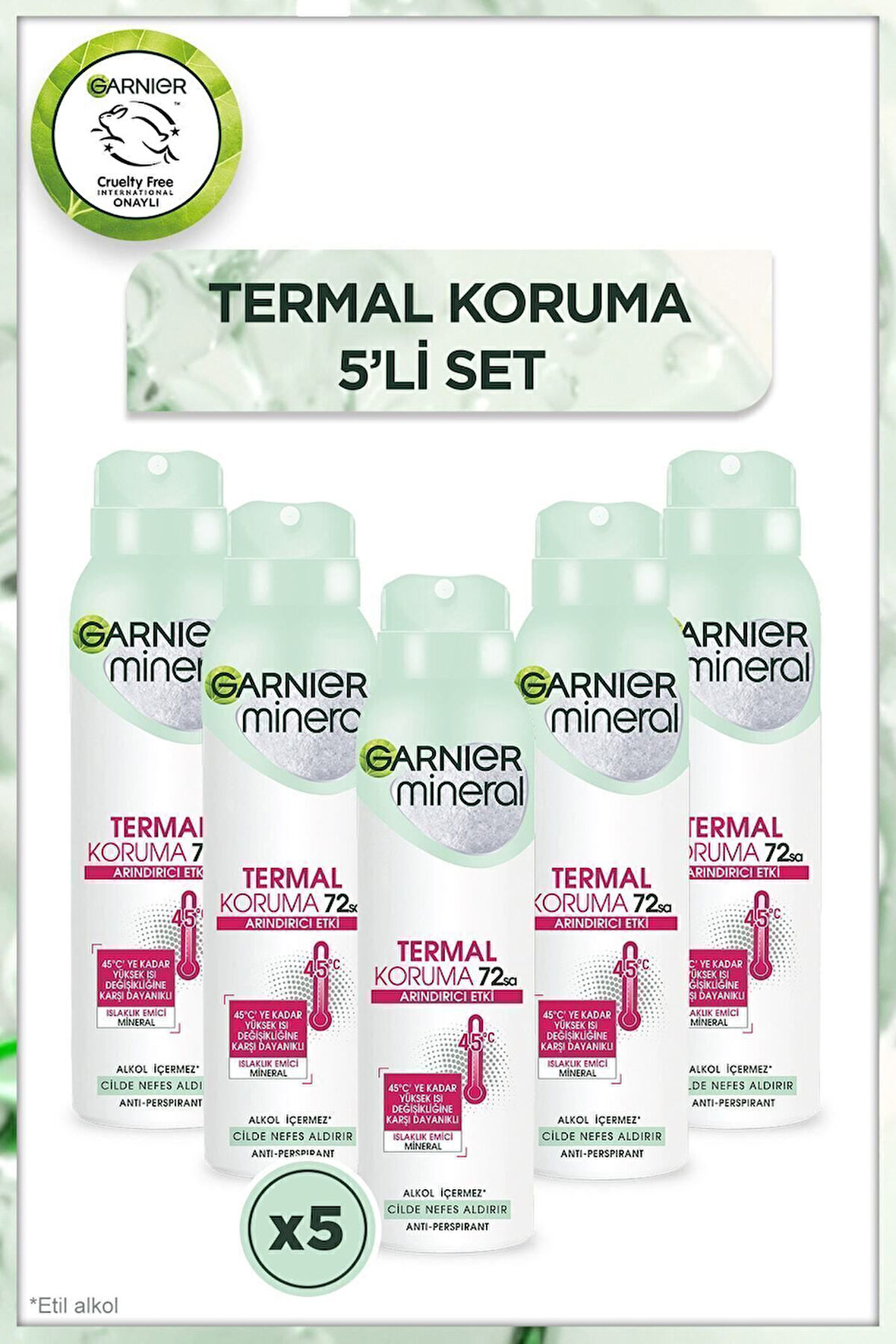 Garnier Mineral Termal Koruma Sprey Deodorant 150 ml x 5 Adet