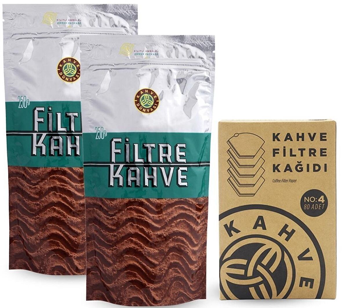 Kahve Dünyası Filtre Kahve 250 gr x 2 Adet + Filtre Kahve Kağıdı 80 li