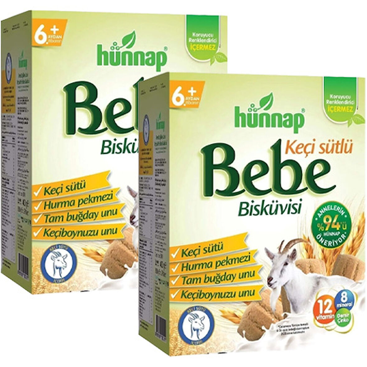 Hünnap Bebe Bisküvisi Keçi Sütlü 400 gr x 2 Adet