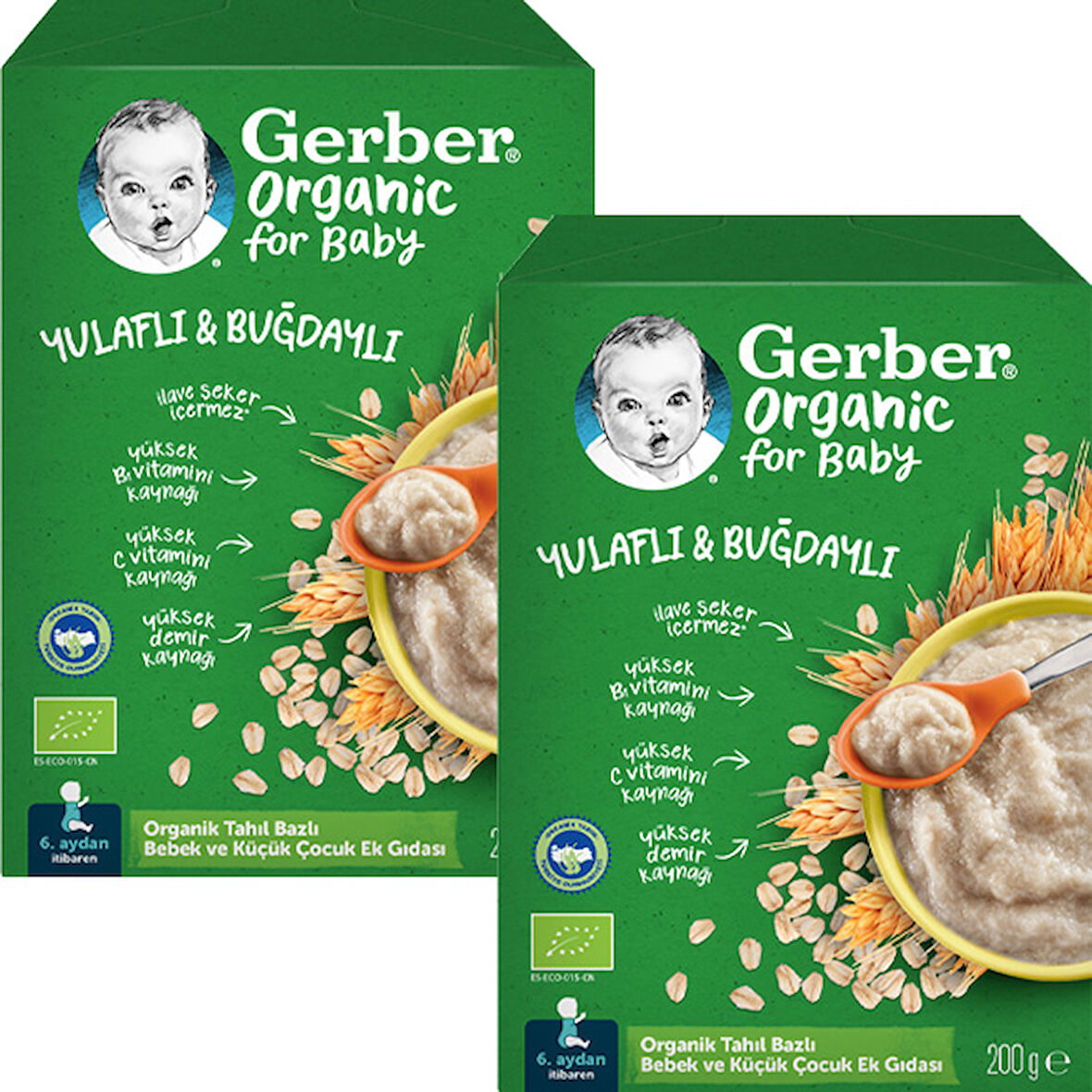 Gerber Organik Yulaflı Buğdaylı Kaşık Maması 200g x 2 Adet
