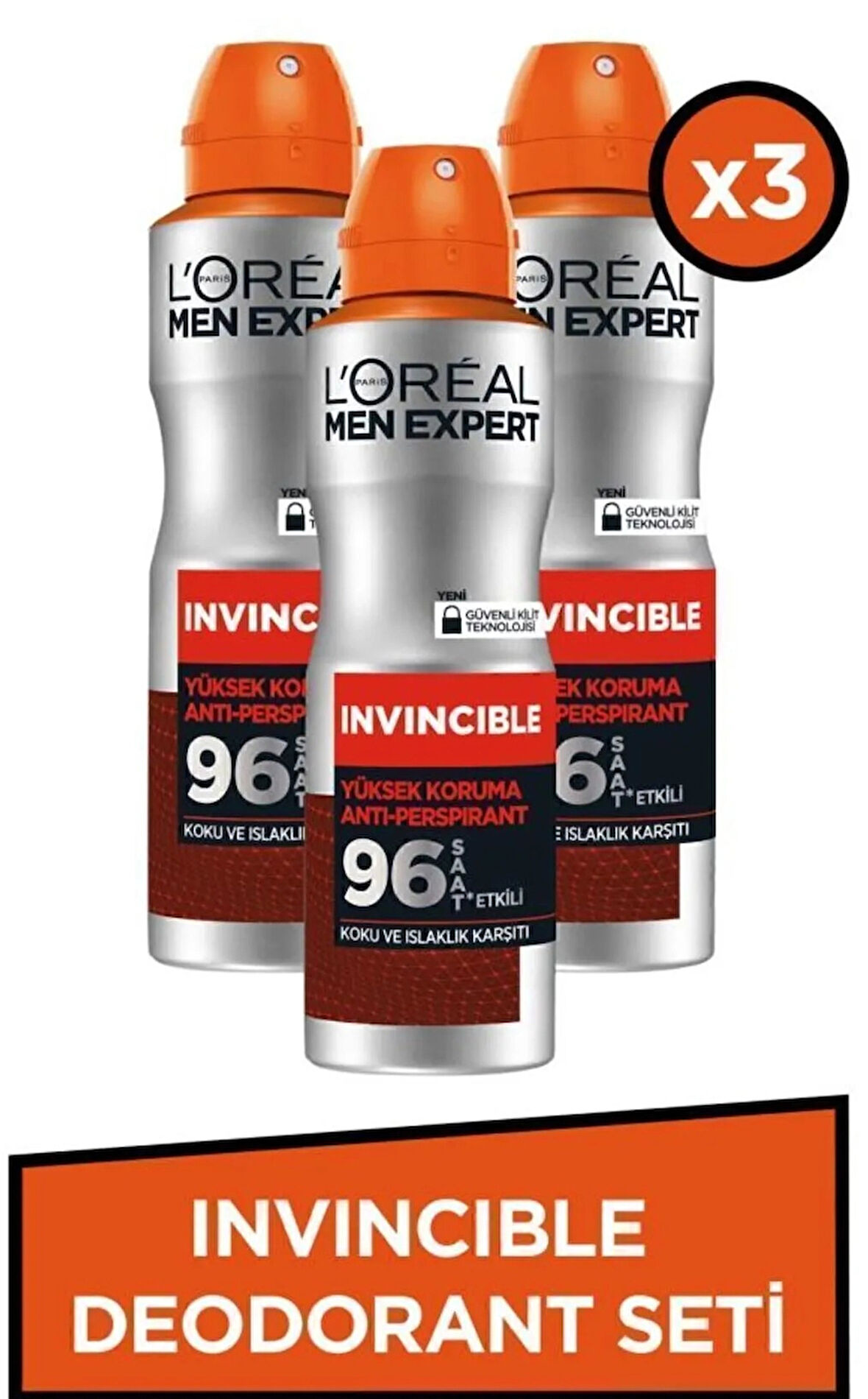 Loreal Paris Men Expert Invincible Anti Deodorant 150 ml x 3 Adet