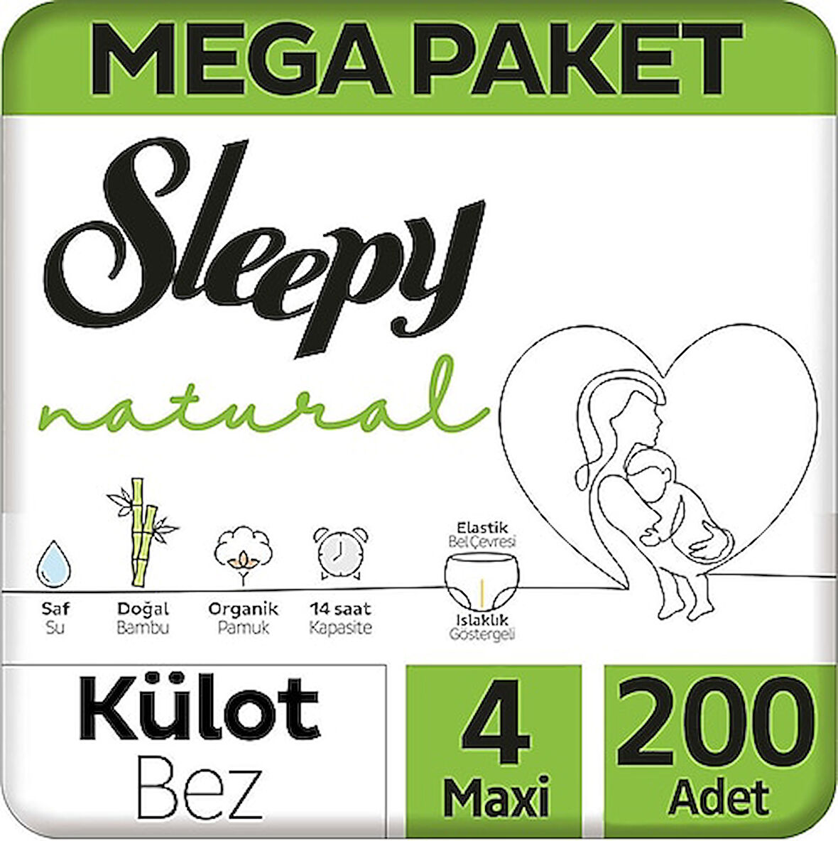 Sleepy Natural Külot Bez Mega Paket Maxi 4 No 100 lü x 2 Adet